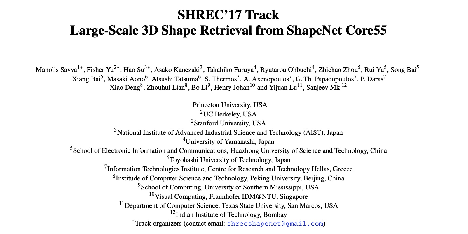 SHREC’17 Track Large-Scale 3D Shape Retrieval from ShapeNet Core55